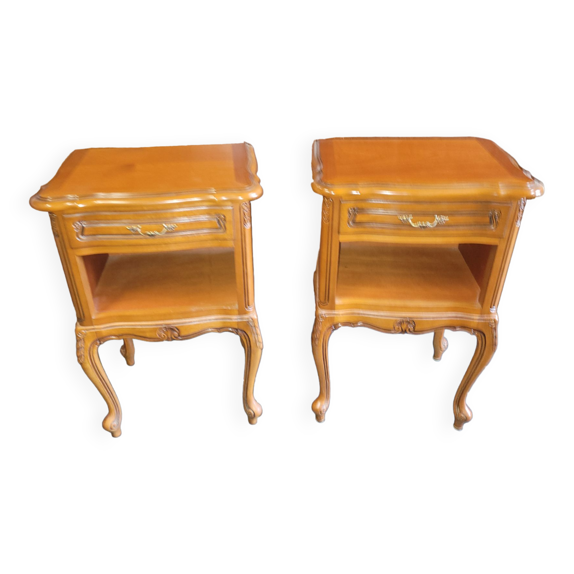 Pair of Louis XV style oak bedside table