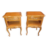 Pair of Louis XV style oak bedside table