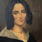 Ancien tableau portrait peinture à l’huile vers 1840