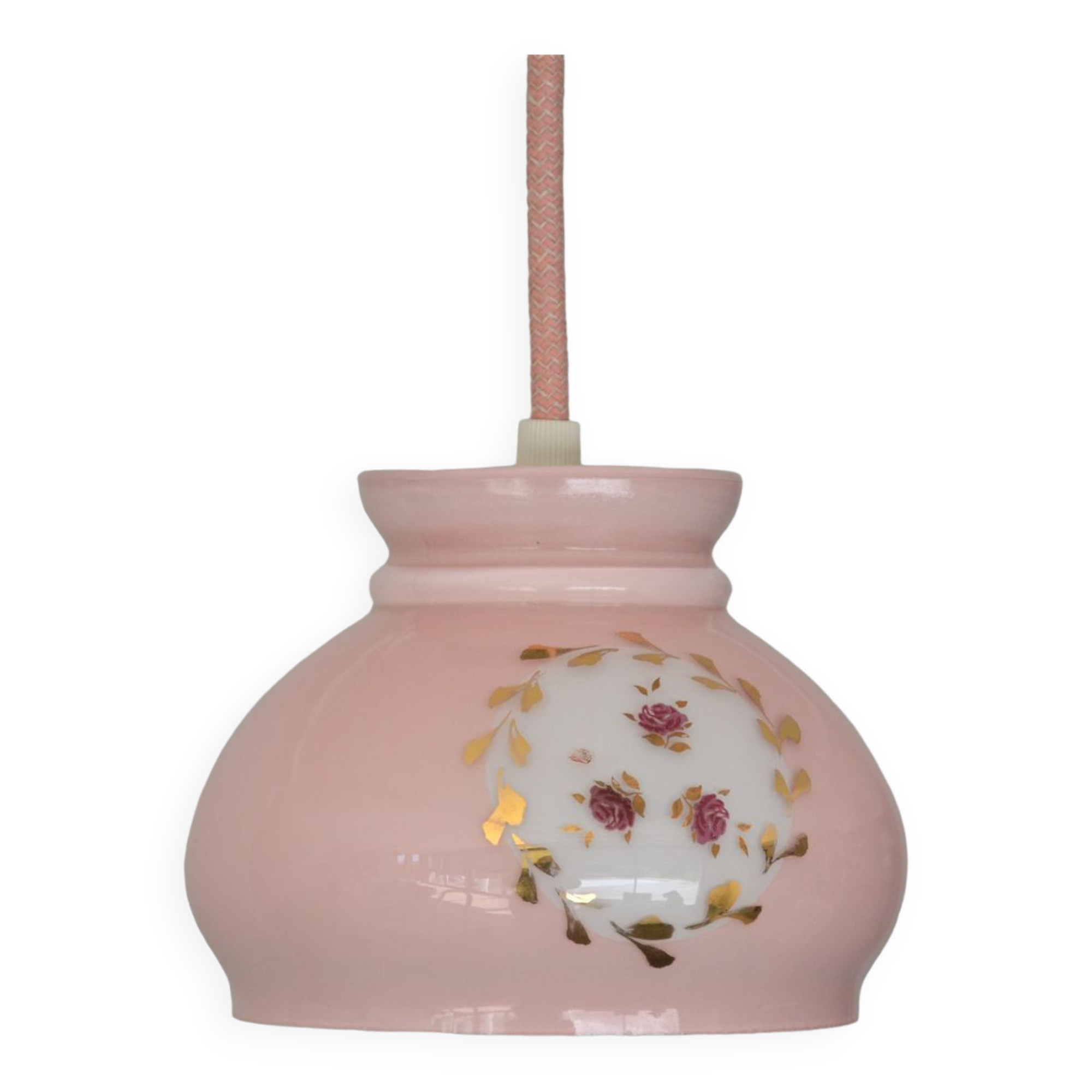 Vintage pink walkman floral pattern and golden frieze