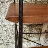 1950s wrought iron and wood bookcase shelf