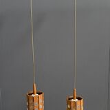 Set of 2 wood hang lamps 1970s