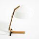 Original Space Age 1960s plywood table lamp with plastic shade by Temde