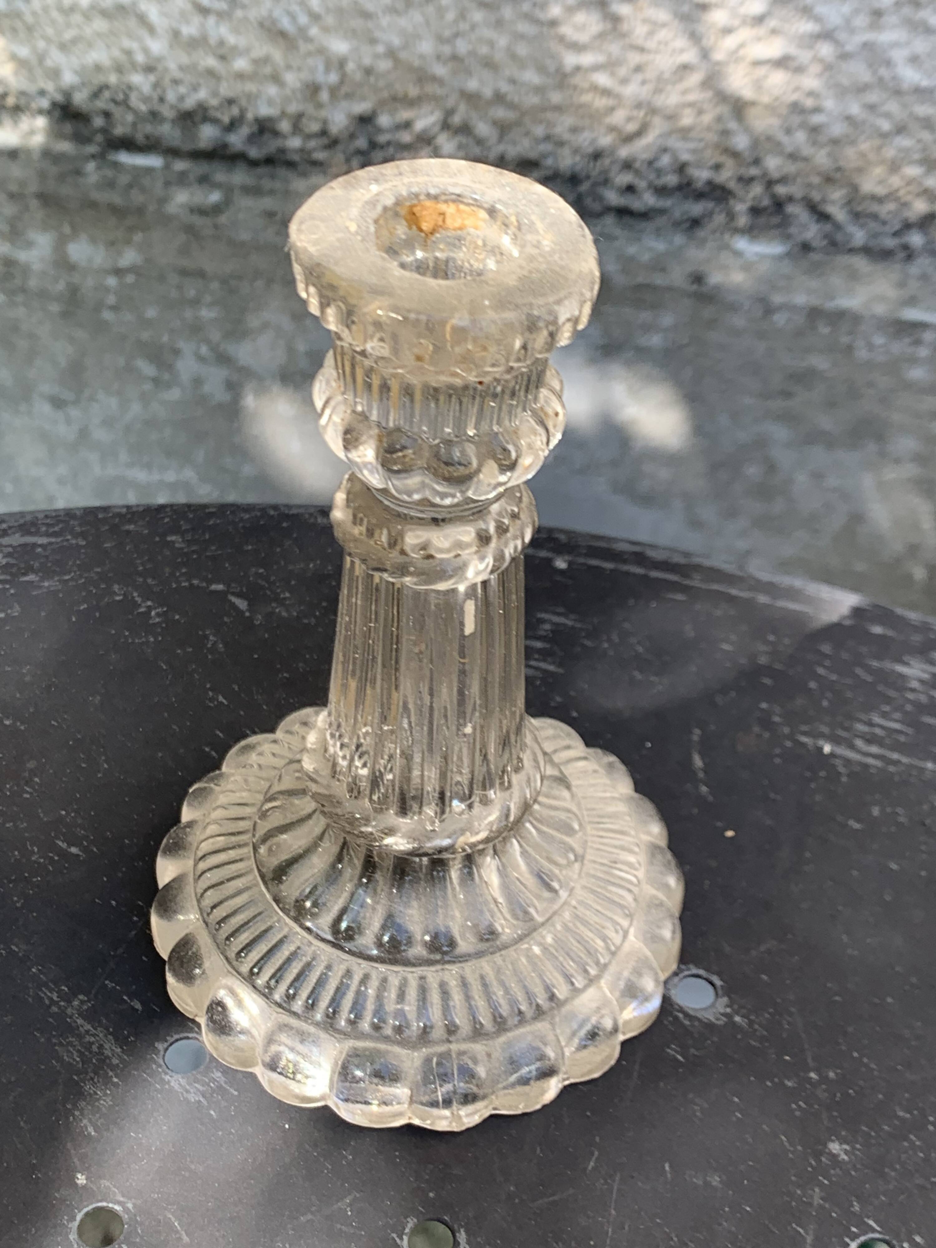 Set of 3 glass and crystal candle holders, Arques crystal, vintage