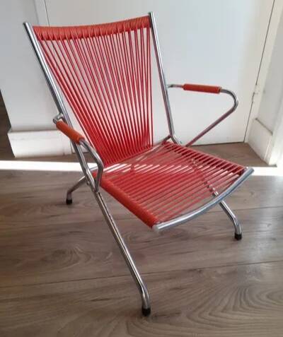 Chaises enfant " scoubidou " vintage structure métal chromé