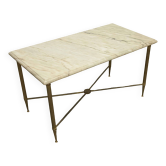 Table basse en laiton et marbre