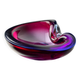Sommerso pink and purple Murano glass tray by Flavio Poli