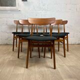 Set of 6 vintage Scandinavian teak dining chairs, 60s