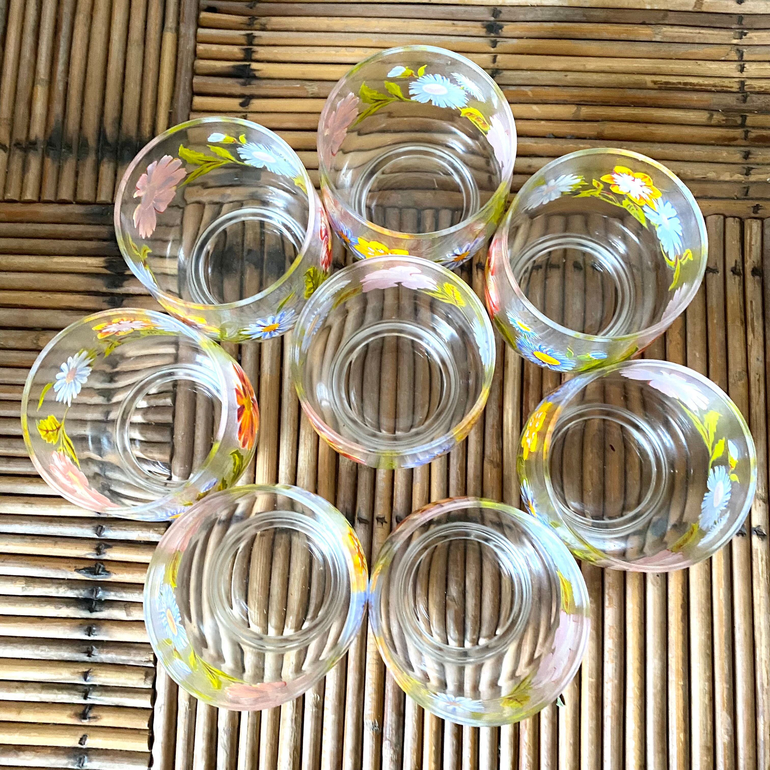 Verres vintage fleuris Arcoroc