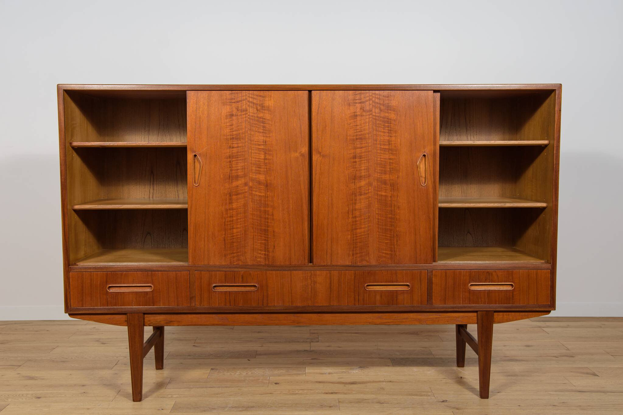 Mid-Century Teak High Sideboard, Denmark, 1960s