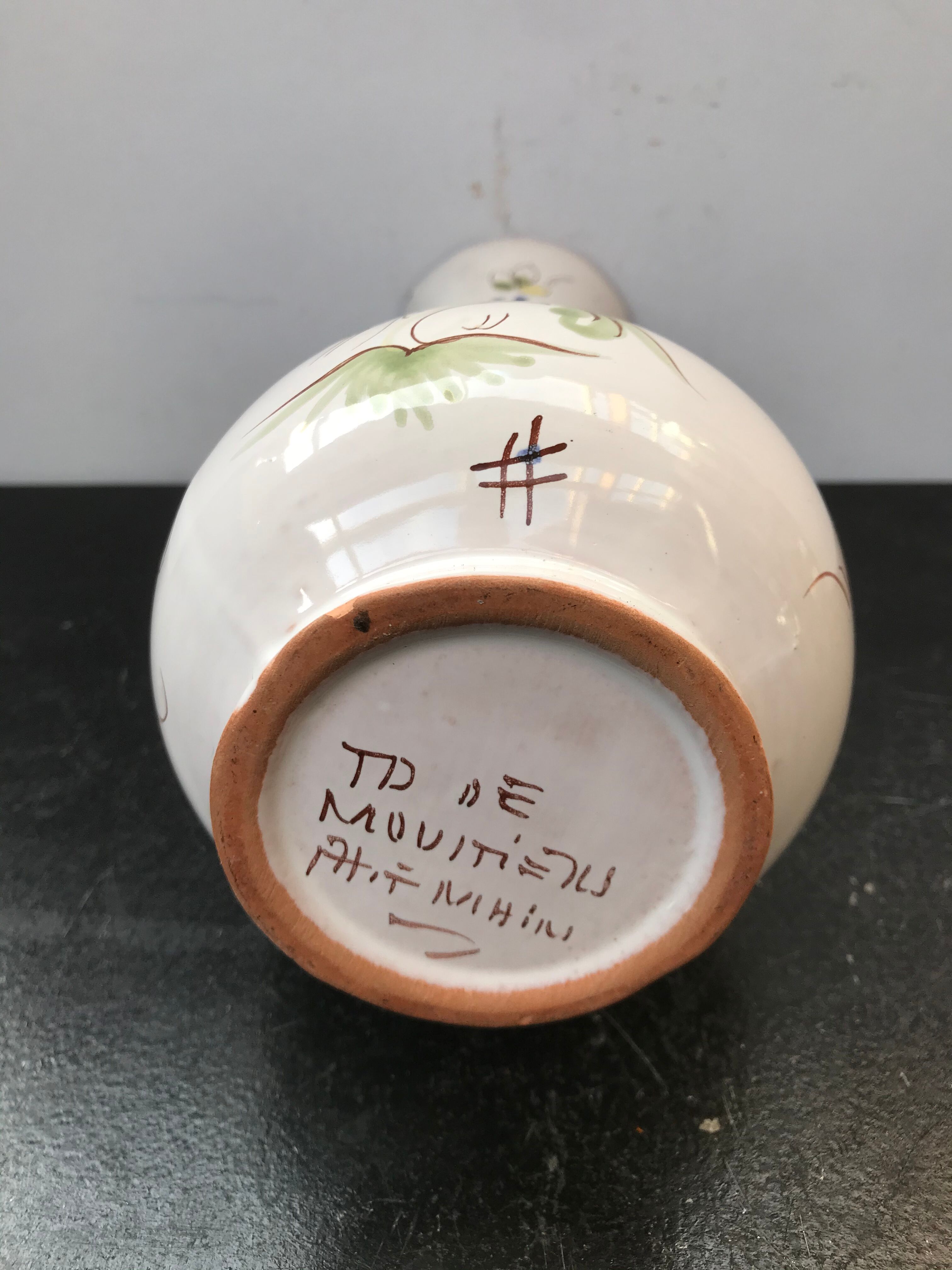 Ancient vase Moustiers ceramics white decor painted vintage