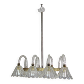 Chandelier Art Déco Barovier e Toso à 8 lumières, en verre "Bubble" de Murano.