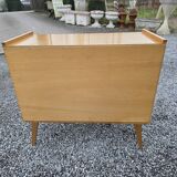 Commode vintage en chêne et cannage des années 60