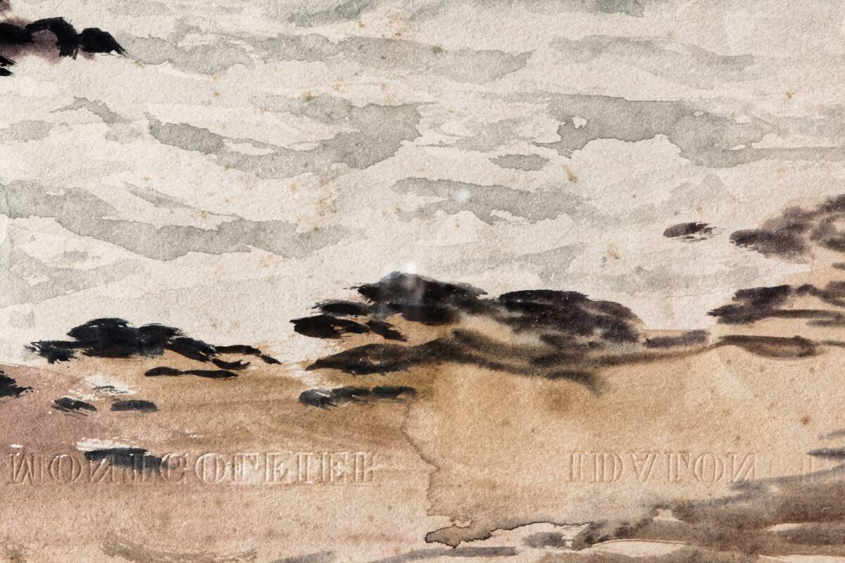 Early 20th century watercolor, beach in Biarritz, signed