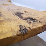 'Floating' mid-century Italian burr elm coffee table on Lucite blocks