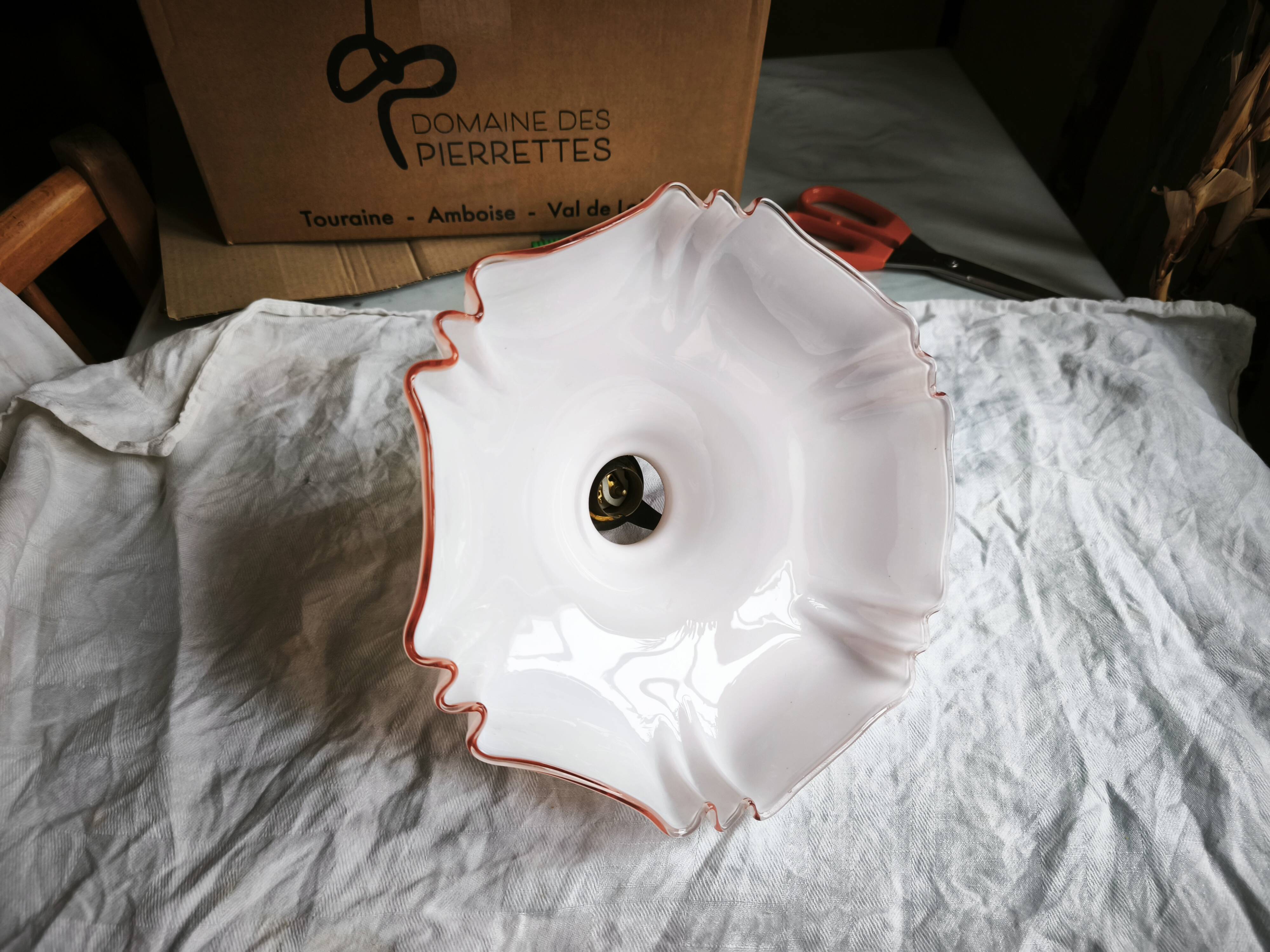 pink glass light fixture