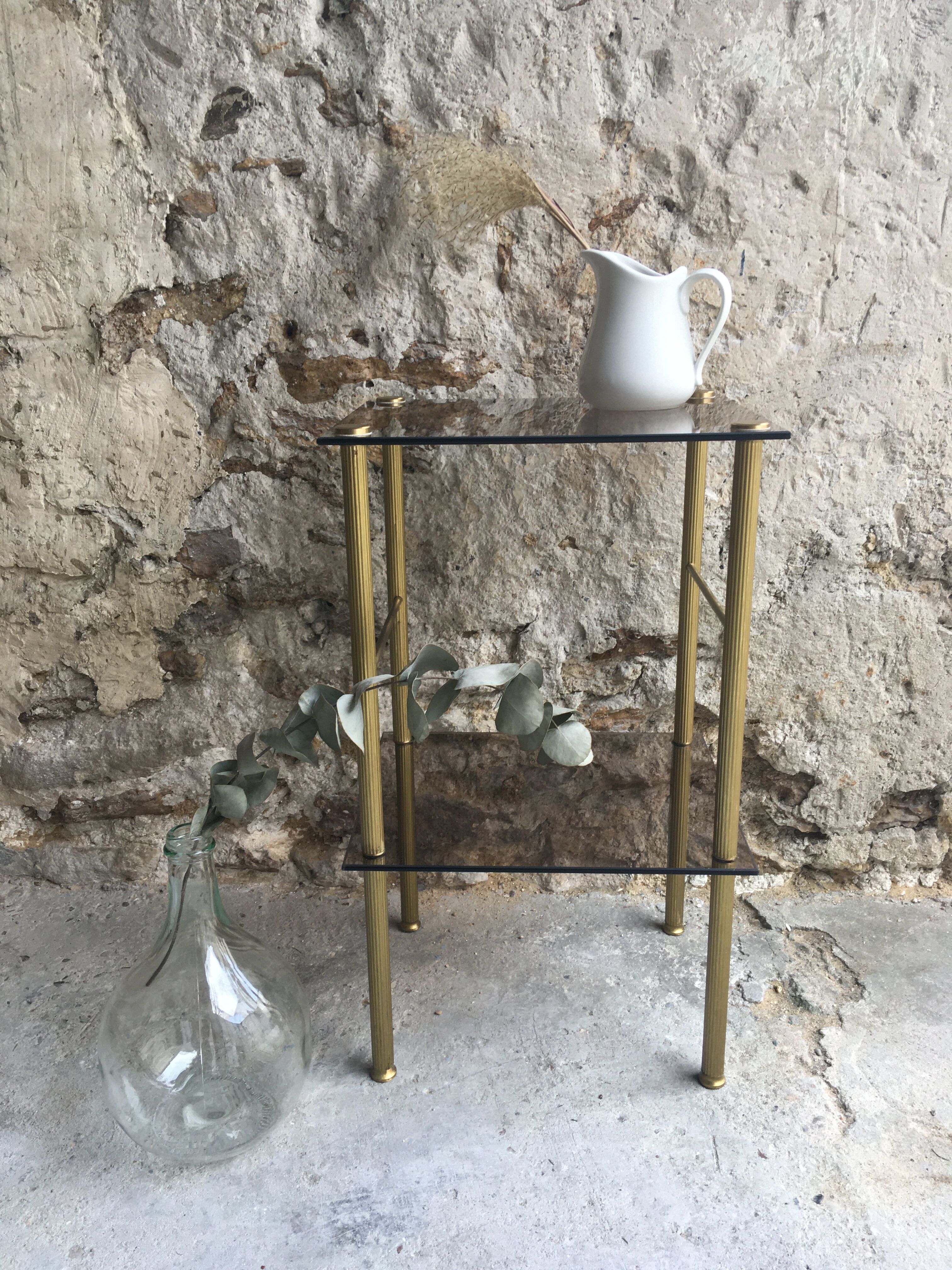Brass sofa tip and smoked glass
