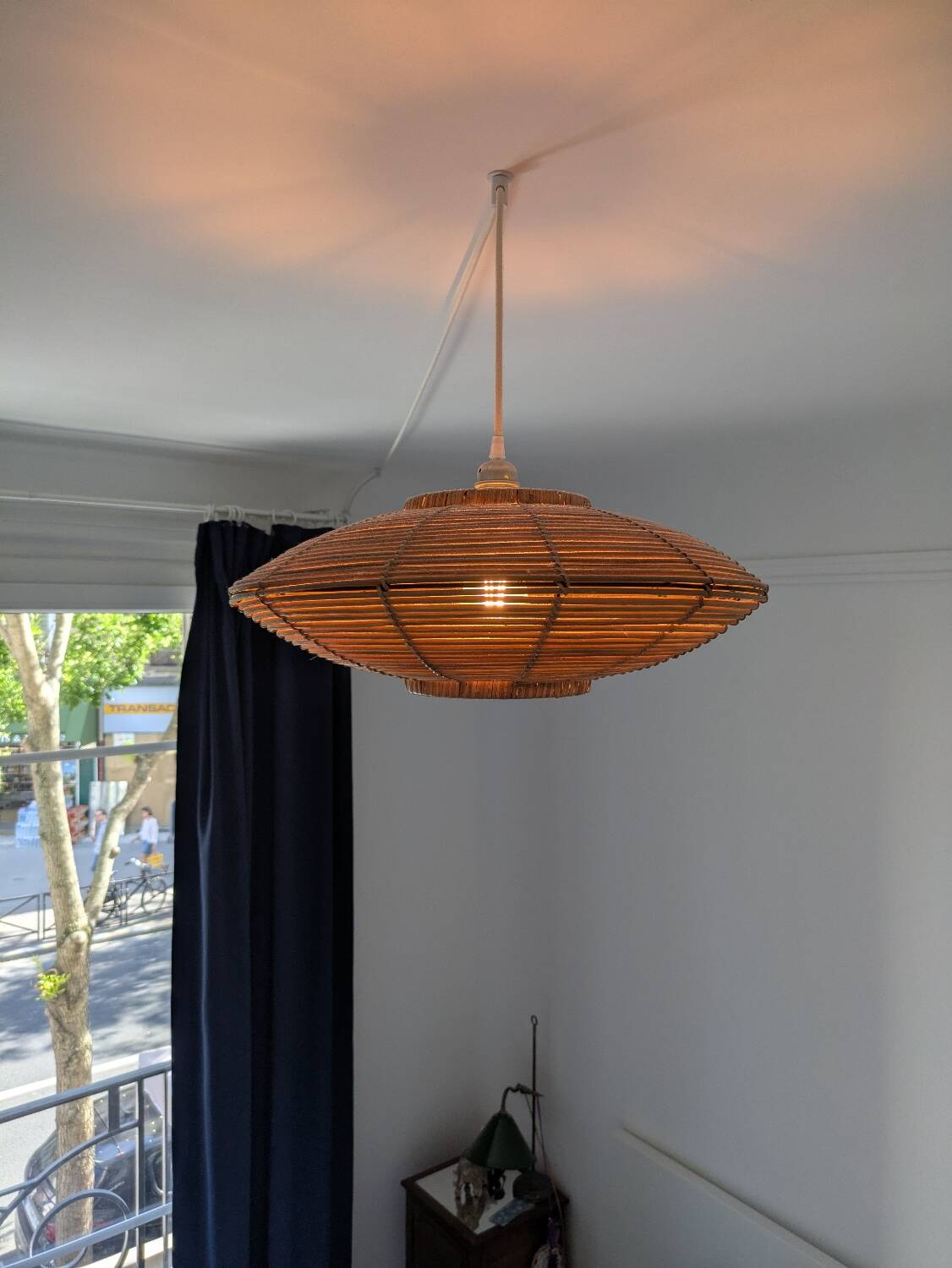 Designer rattan circle pendant light