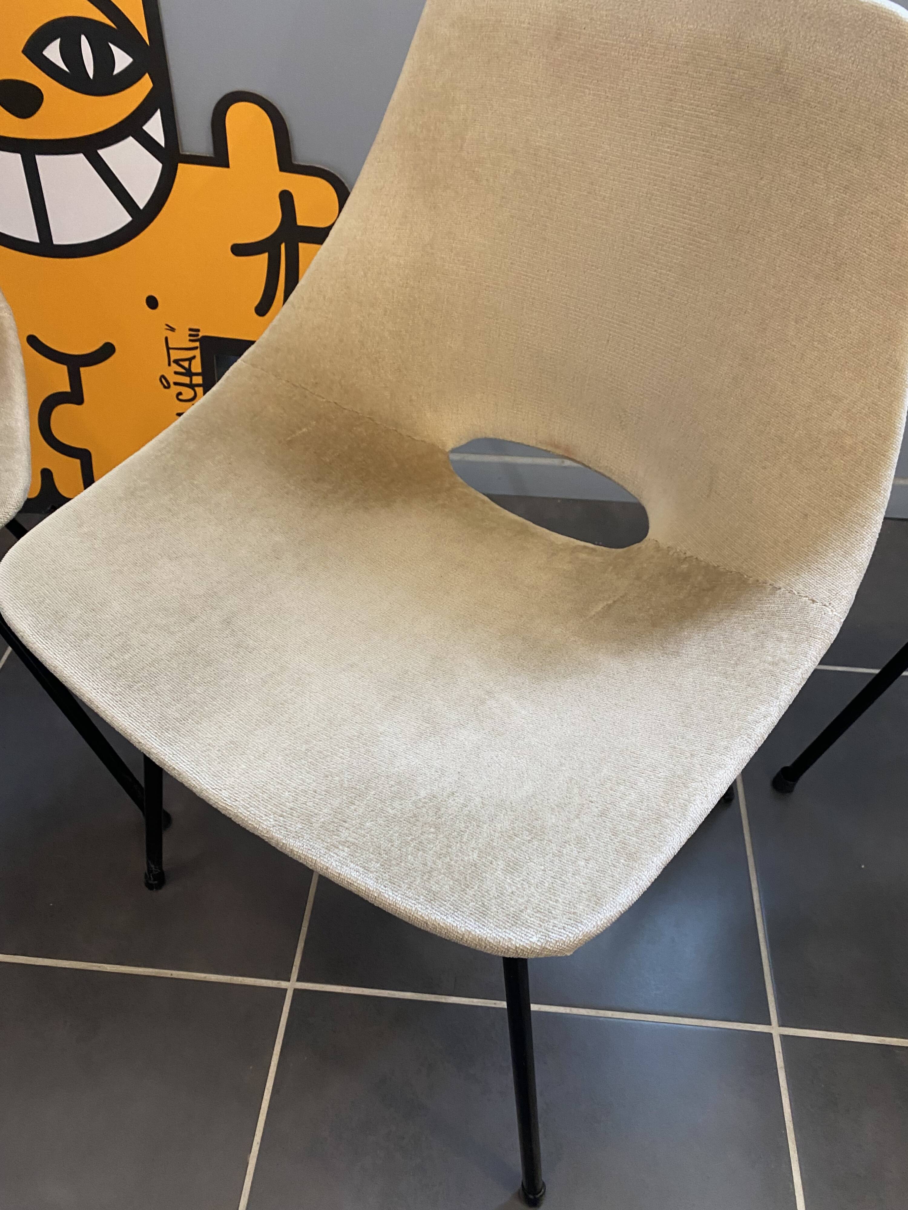 A barrel chair by Pierre Guariche, Steiner, vintage beige fabric from the 1950s.