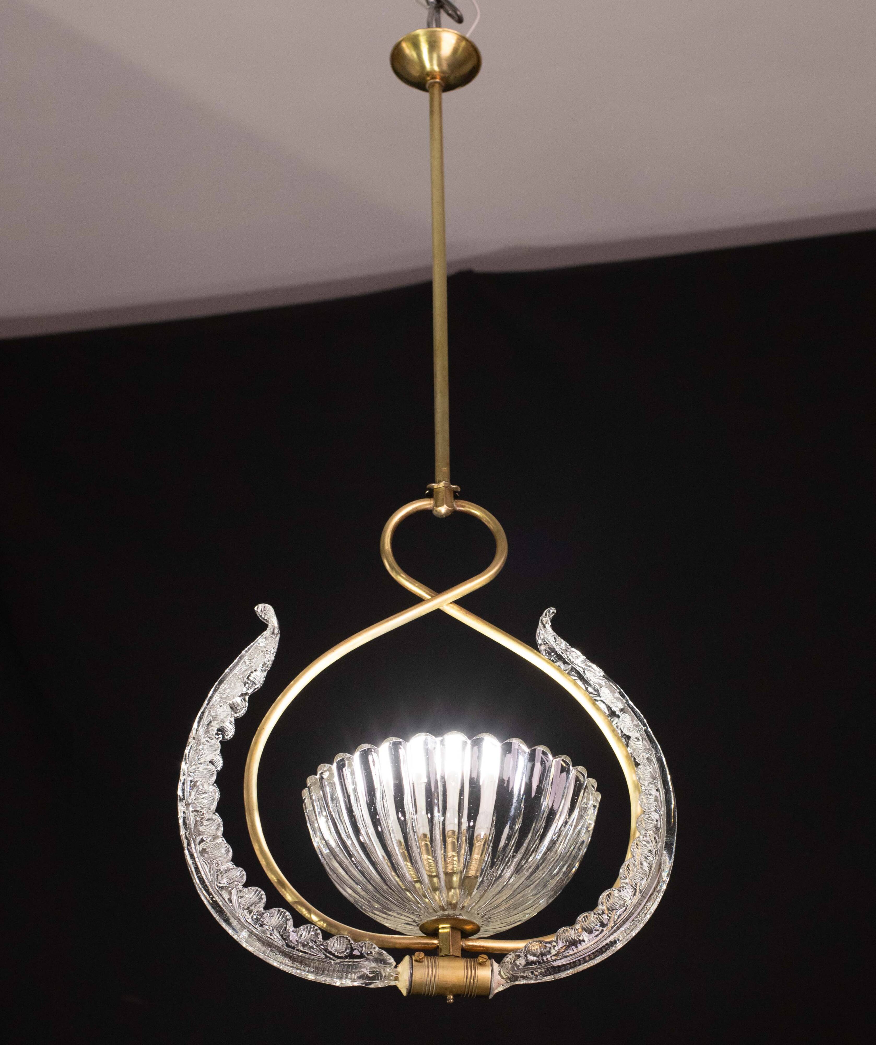 Élégant lustre Art Déco Barovier et Toso, années 1940