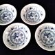 4 Biltons porridge or cereal bowls with blue onion decoration