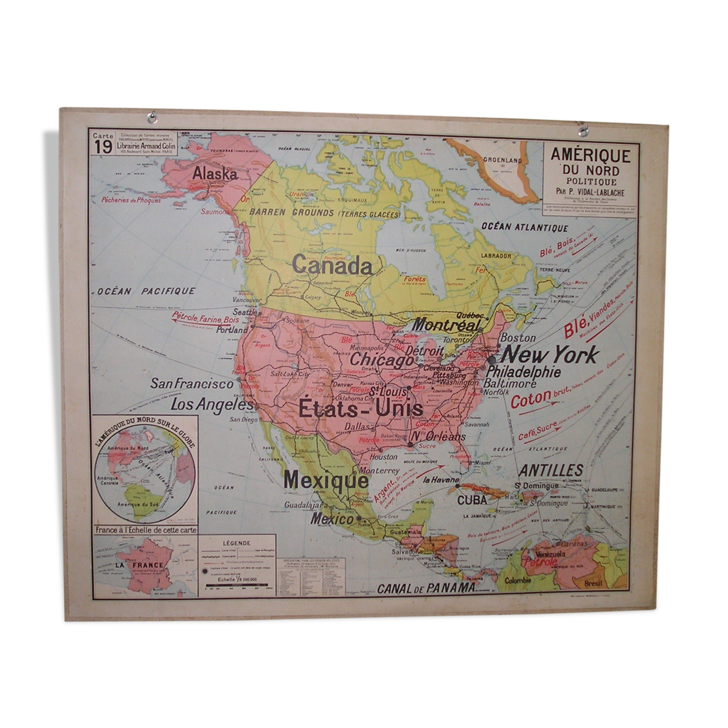 School map Vidal-Lablache n ° 19 'North America policy' at Armand Colin