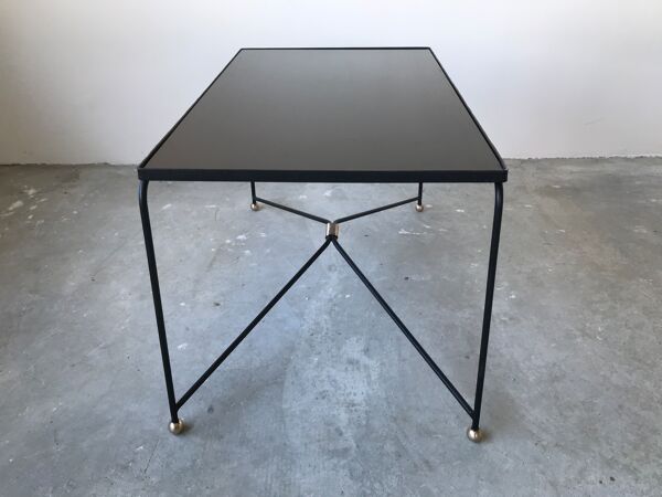 Table basse en verre et métal circa 1950