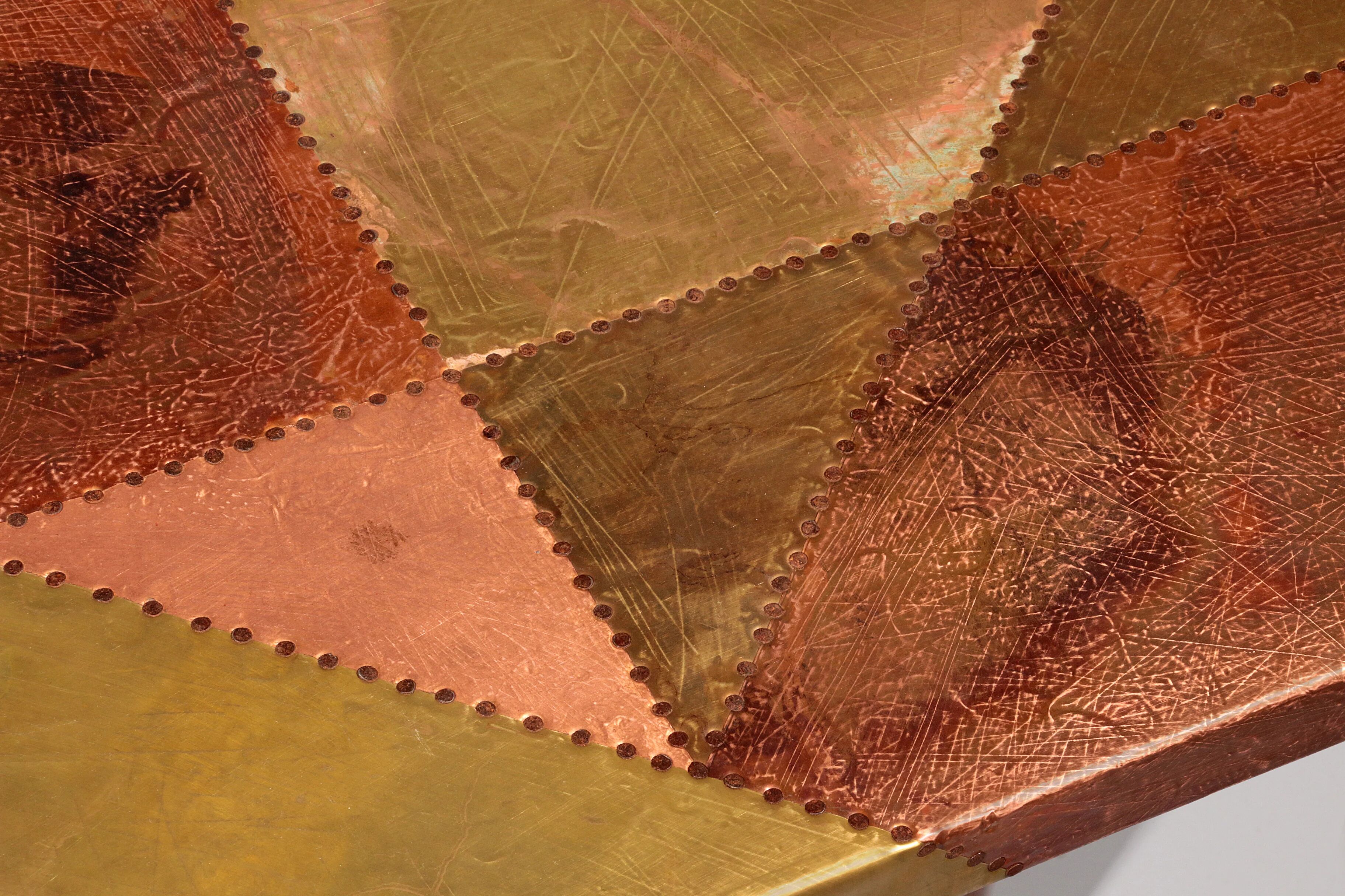 Lorenzo Burchiellaro, side table, copper and stained beechwood, Italy, 1960s.