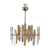 Lustre Sciolari, 1960 en acier doré et cristal