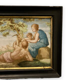 Bucolic scene painting on earthenware nineteenth after Delobel