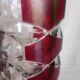 Vase - 3-sided faceted overlay ruby red - 24cm moulded crystal glass
