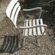 Garden lounge armchair wood metal iron patinated paint