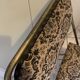 Two antique Manufrance folding chairs in metal and fabric