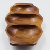 Segmented wooden plateau carved from exotic wood, Asia, 1970s.