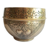 Old vintage brass cherry cache pot