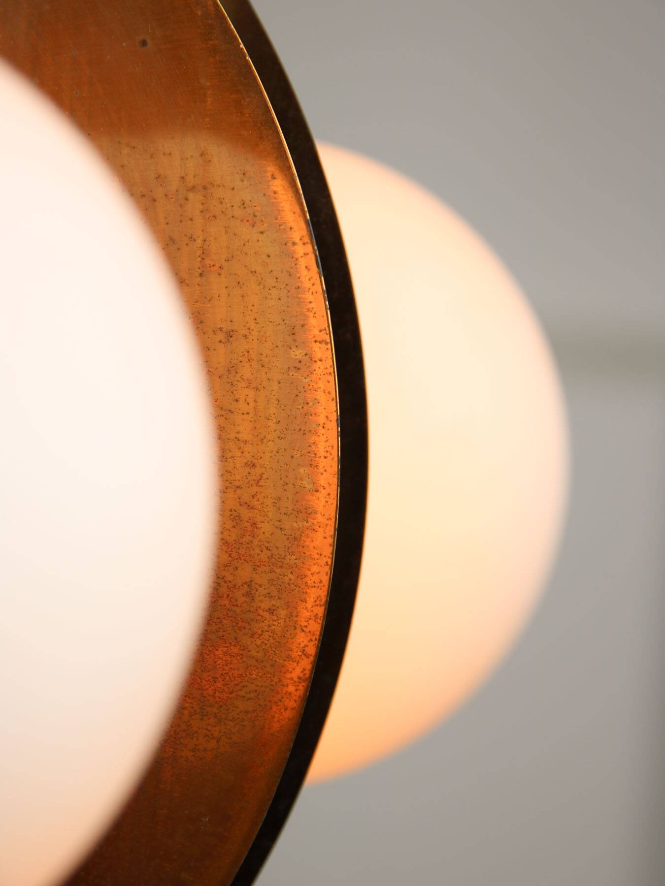 Vintage Italian Copper and Opaline Chandelier, 70s