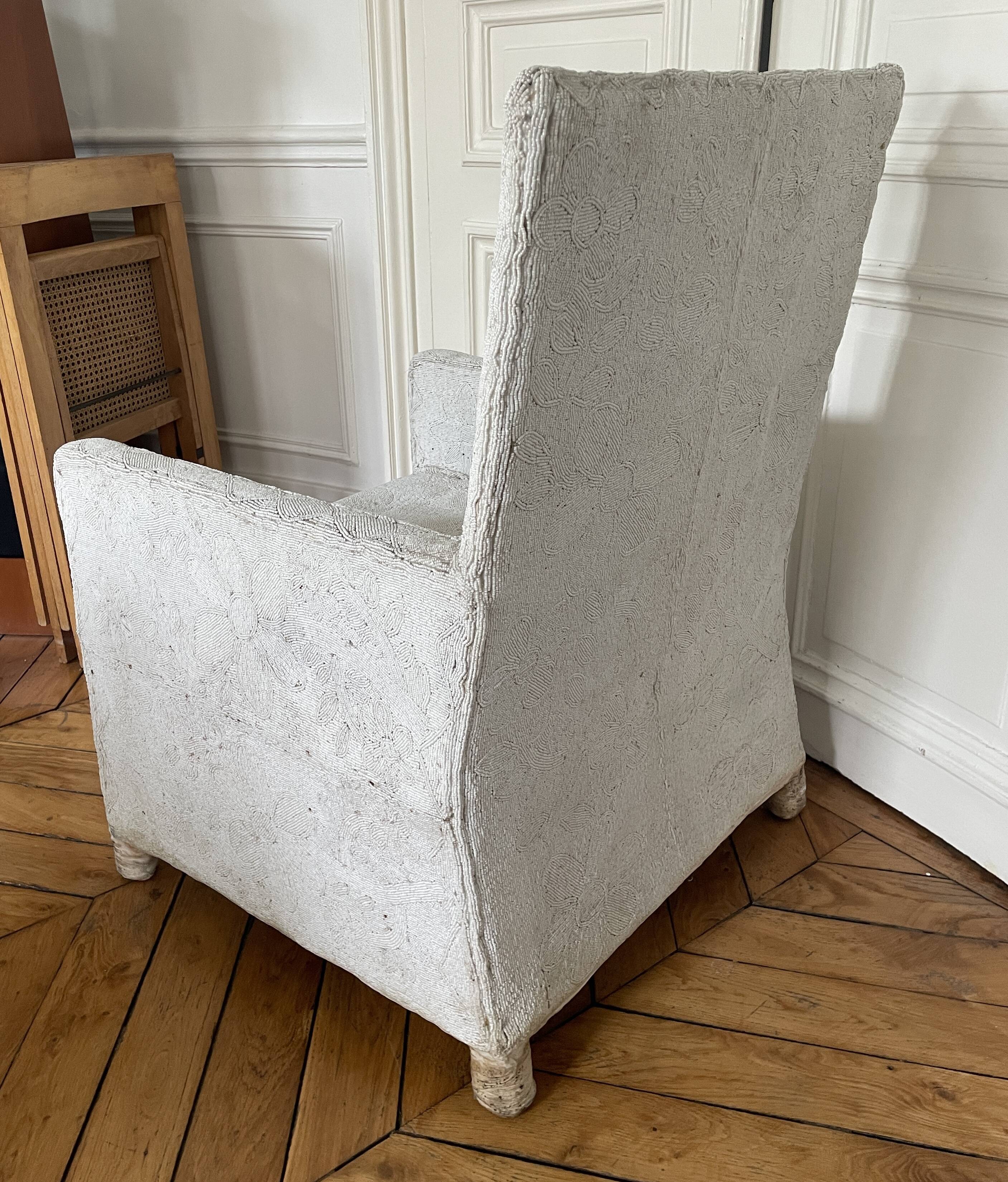 African Yoruba Ceremonial armchair in flower pattern beads, early 20th century