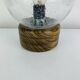 Lampe brutaliste bois massif et globe verre bullé, Temde Leuchten, 60