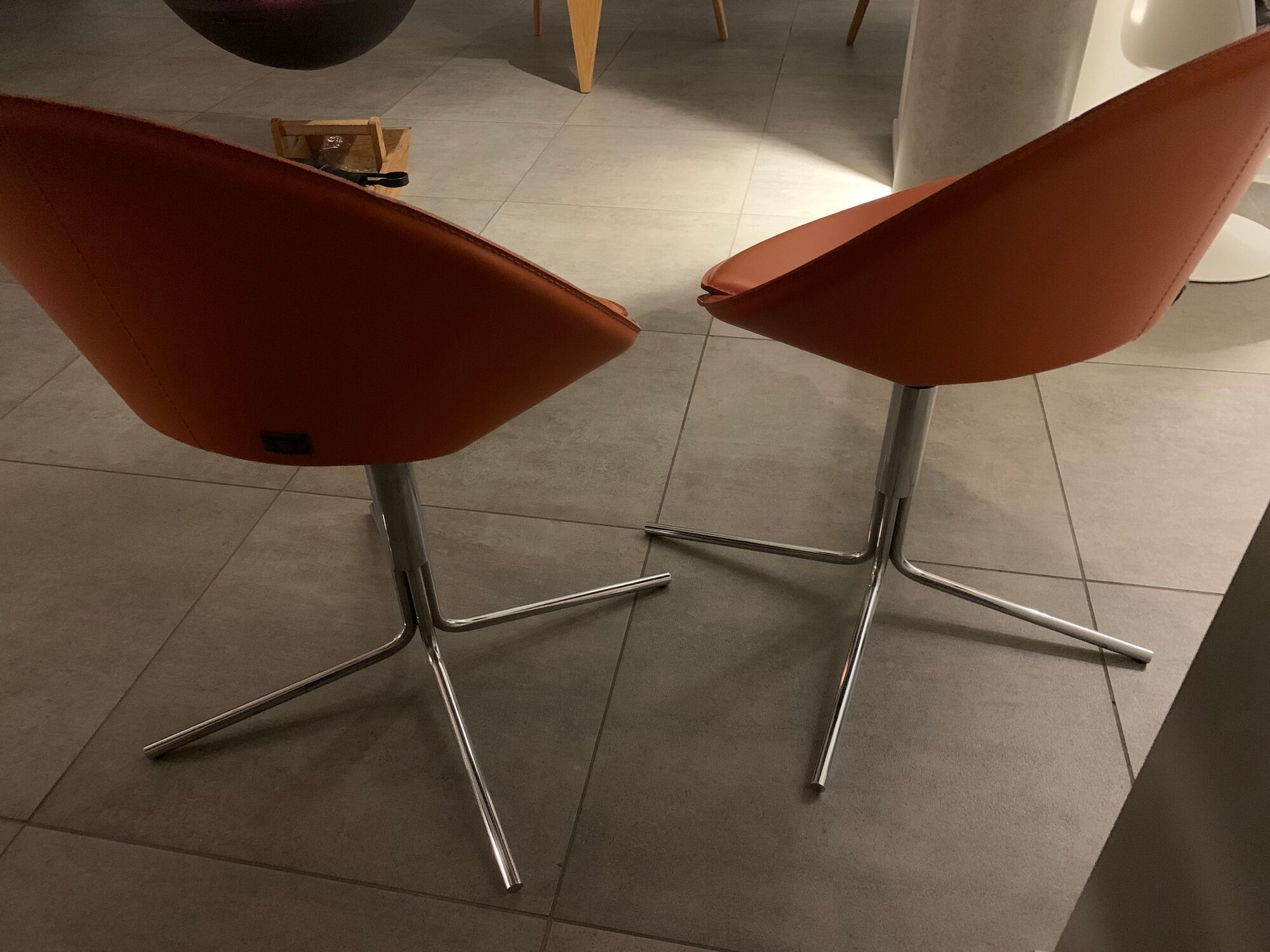 Italian leather chair foot swivel stainless metal