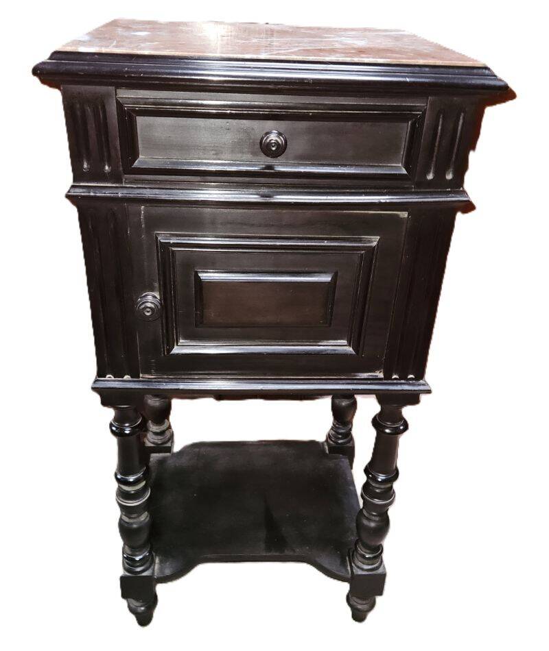 Napoleon III Style Nightstand Blackened Wood