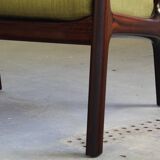 Fauteuil lounge Senator vintage en acajou, signé Ole Wanscher pour Cado, années 1960