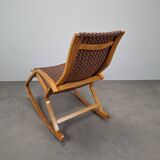 1930s Art Deco Czechoslovak Bentwood Rocking Chair with Original Upholstery