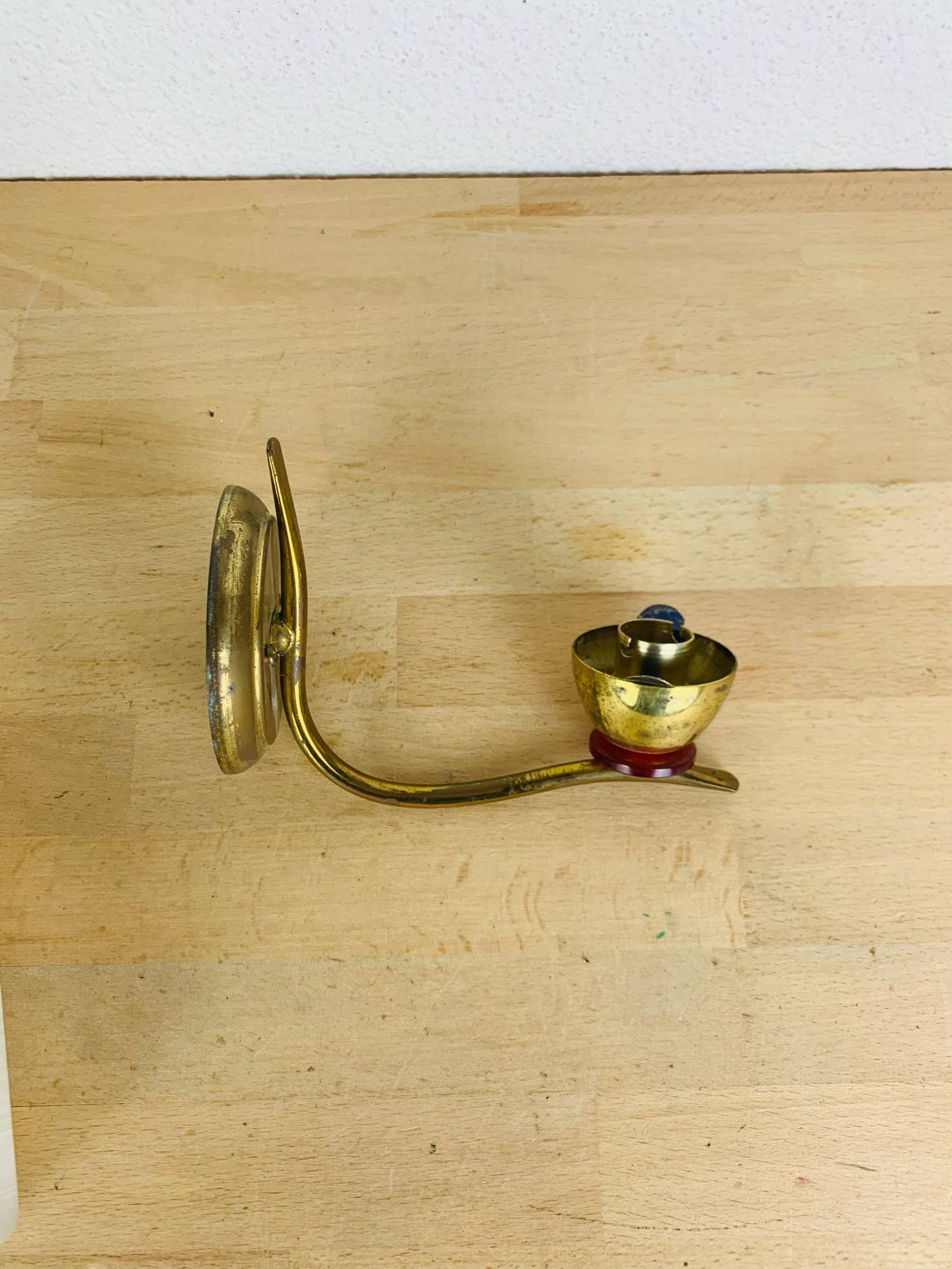 Brass and opaline tulip wall lamp, 1950s, vintage