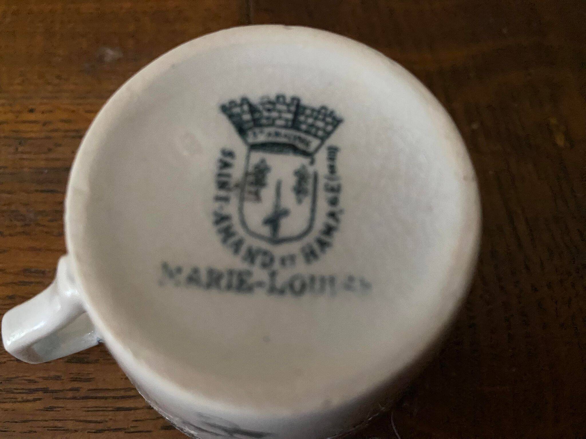 Cup and saucer in Iron Earth St Amand and Hamage Marie Louise