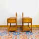 Pair of bamboo and rattan bedside tables