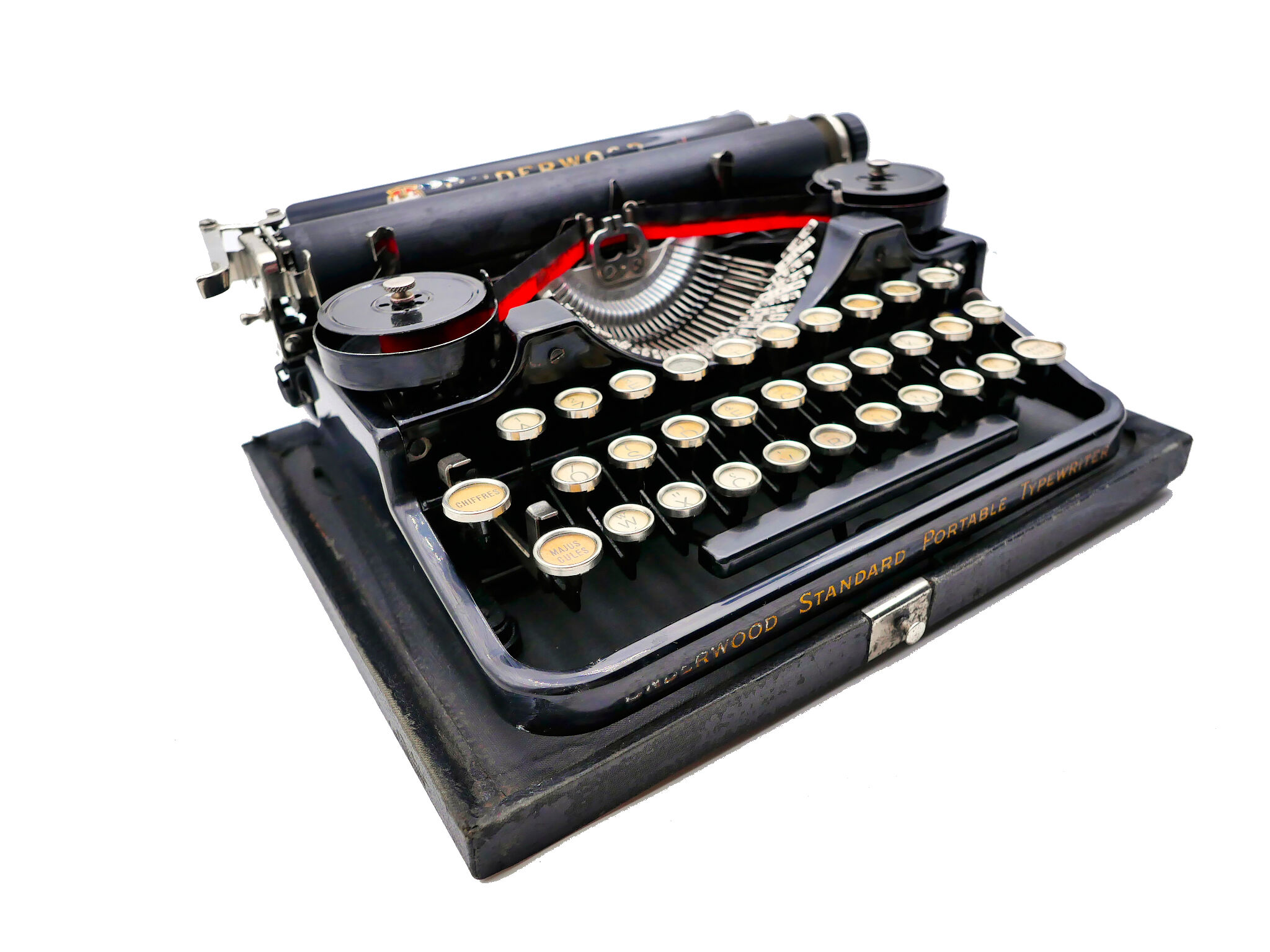 1926 new tape revised black tape underwood typewriter 3 bank