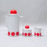 70s red polka dot porcelain coffee set