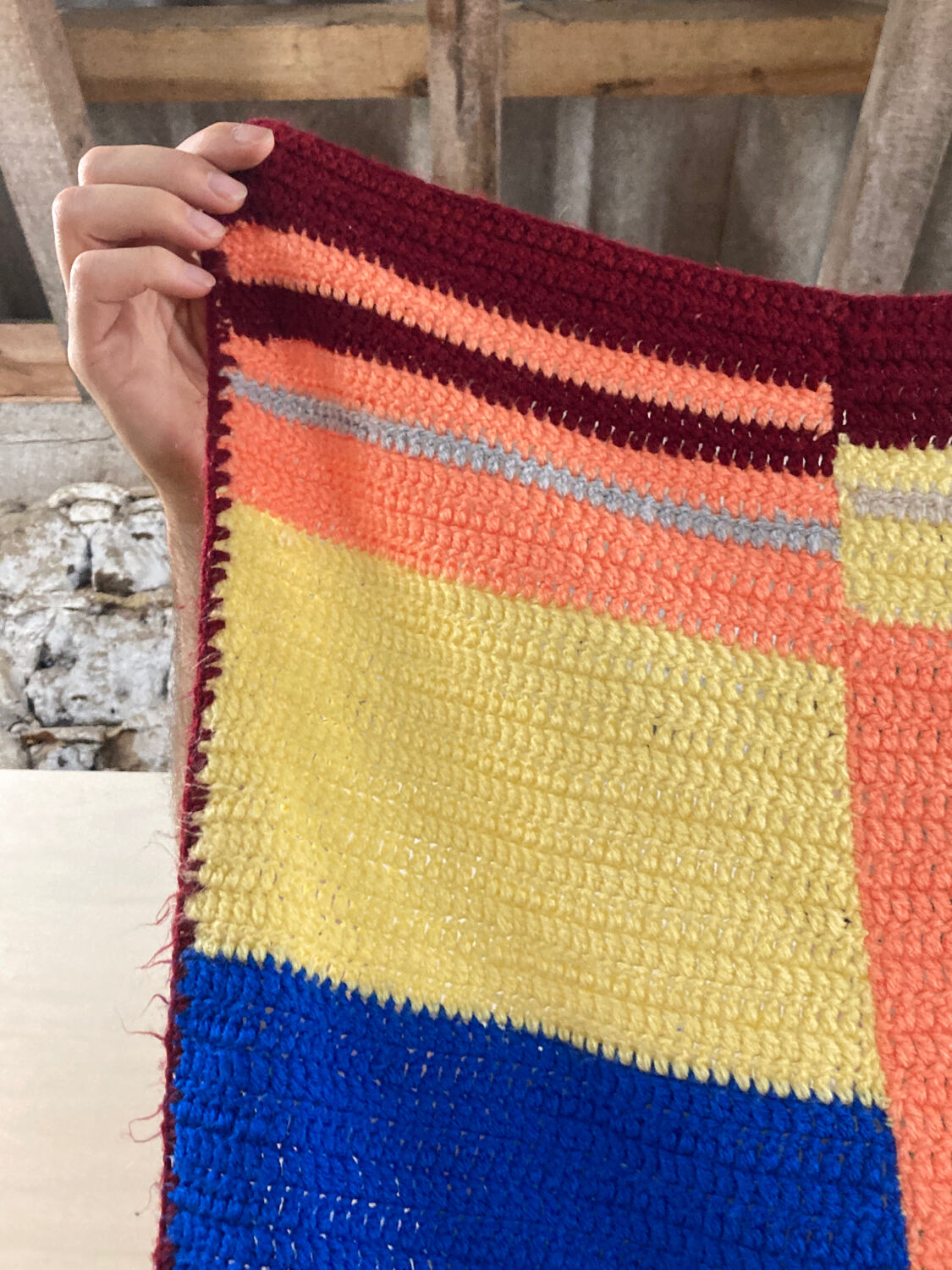 Plaid patchwork wool vintage blanket