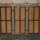Vintage 3-panel wrought iron screen, bergère and hardwood.