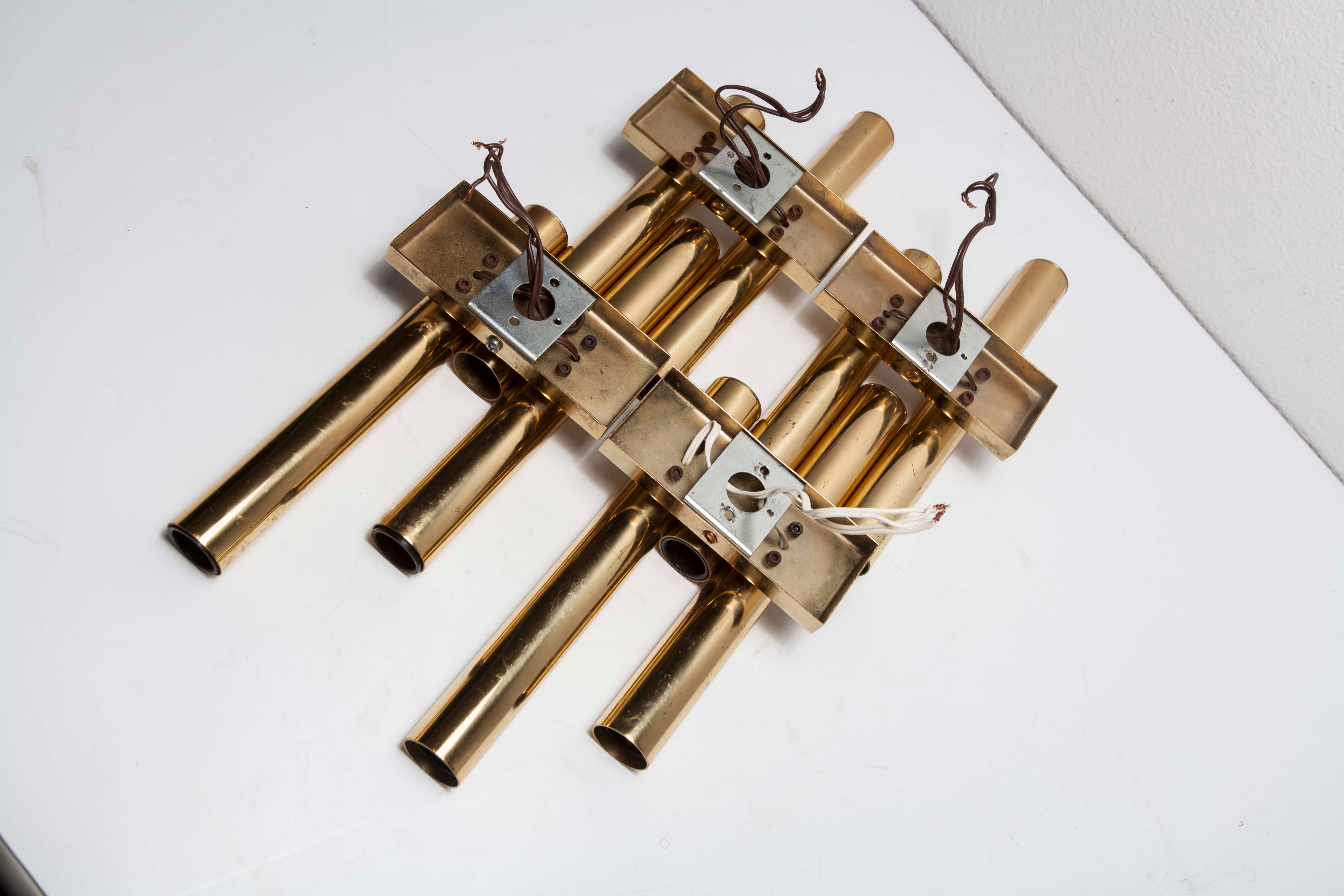 Lot of 4 golden wall lamps